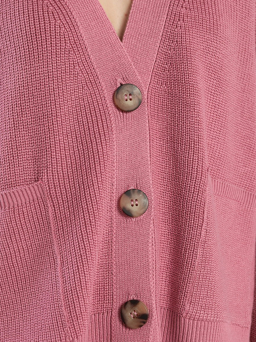 Кардиган свободного кроя из смесового хлопка розового цвета